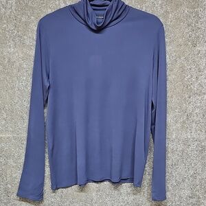 Eileen Fisher Silk Jersey Knit Slouch Neck Top, Blue, Size Medium, New